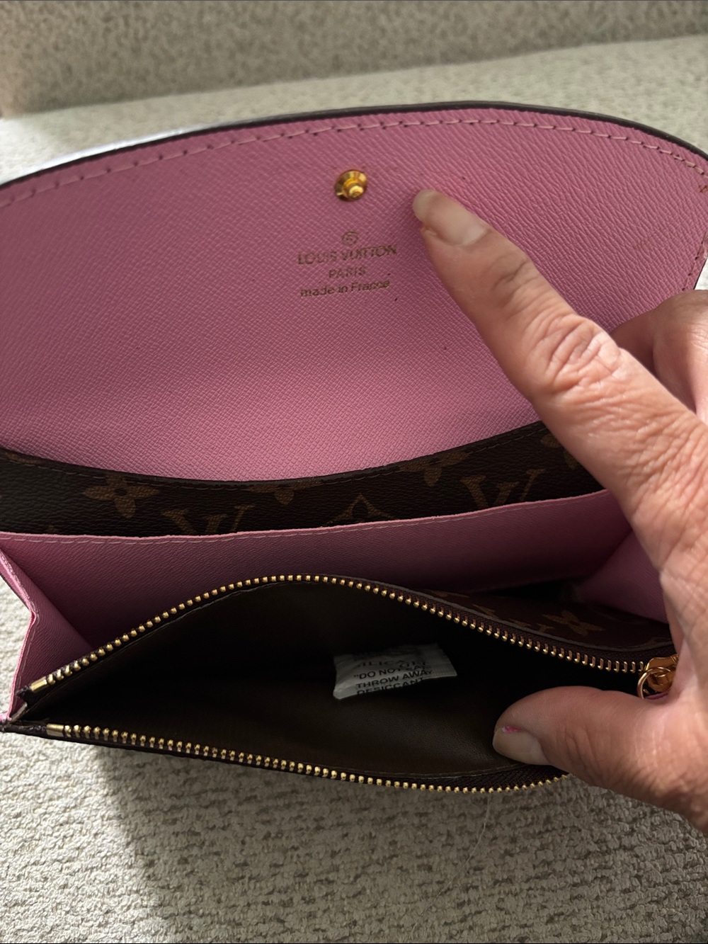 **FASHION** Monogram Wallet - Pink & Brown with Pink Snap - Picture 10 of 17